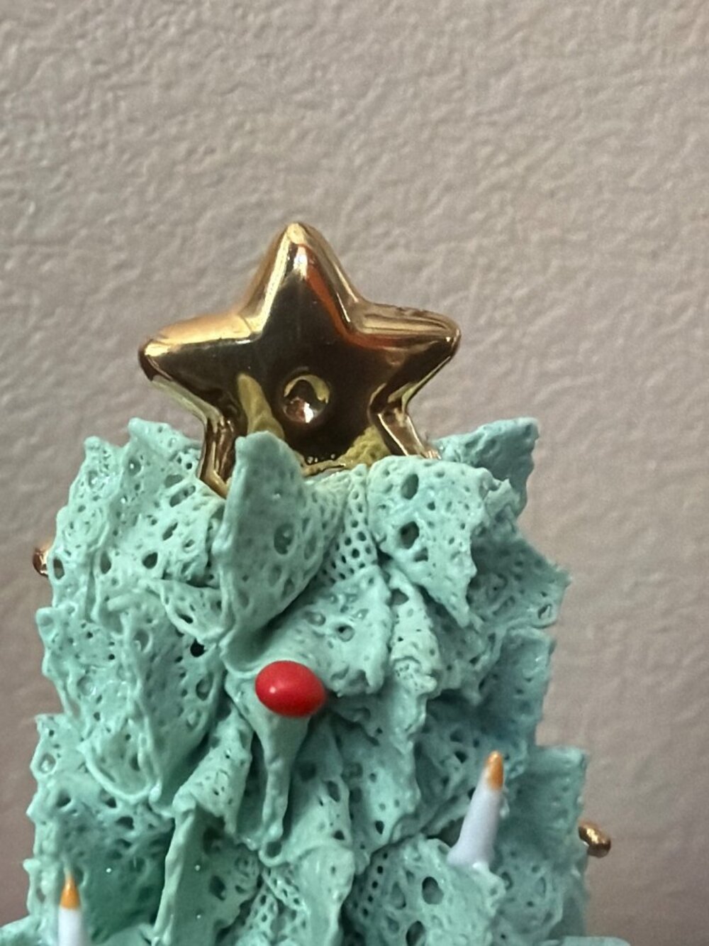 Vintage Irish Dresden Green Porcelain Lace Christmas Tree Bell MV Ireland 4.5"H - Picture 10 of 10